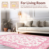 Ultra Soft Area Rug, Non Slip, Stain Resistant, Washable Area Rugs for Living Room, Bedroom, Artful Distressed Floral Visualization(White)