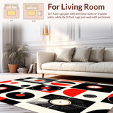 Ultra Soft Area Rug, Non Slip, Stain Resistant, Washable Area Rugs for Living Room, Bedroom, Striking Monochrome Record Design(Black)