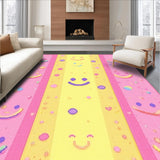 Ultra Soft Area Rug, Non Slip, Stain Resistant, Washable Area Rugs for Living Room, Bedroom, Delightful Pastel Fun Motif(Pink)