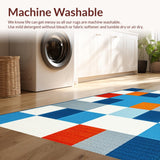 Ultra Soft Area Rug, Non Slip, Stain Resistant, Washable Area Rugs for Living Room, Bedroom, Cheerful Geometric Play Space(Blue)