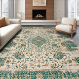 Ultra Soft Area Rug, Non Slip, Stain Resistant, Washable Area Rugs for Living Room, Bedroom, Earthy Vintage Botanical Motif(Beige)