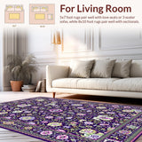 Ultra Soft Area Rug, Non Slip, Stain Resistant, Washable Area Rugs for Living Room, Bedroom, Vibrant Abstract Organic Flow(Purple)