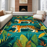 Ultra Soft Area Rug, Non Slip, Stain Resistant, Washable Area Rugs for Living Room, Bedroom, Whimsical Jungle Creature Motif(Orange)