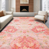 Ultra Soft Area Rug, Non Slip, Stain Resistant, Washable Area Rugs for Living Room, Bedroom, Eclectic Boho Chic Floral Style(Pink)