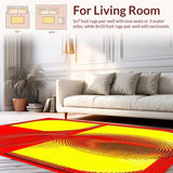 Ultra Soft Area Rug, Non Slip, Stain Resistant, Washable Area Rugs for Living Room, Bedroom, Artistic Circular Color Harmony(Red)