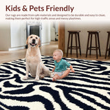 Ultra Soft Area Rug, Non Slip, Stain Resistant, Washable Area Rugs for Living Room, Bedroom, Boho Zebra Print Black and White Laundry Rug(Black)