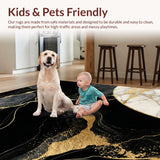 Ultra Soft Area Rug, Non Slip, Stain Resistant, Washable Area Rugs for Living Room, Bedroom, Elegant Luxurious Linear Patterns(Black)