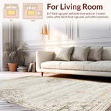 Ultra Soft Area Rug, Non Slip, Stain Resistant, Washable Area Rugs for Living Room, Bedroom, Rustic Ogee Patterned Accent Piece(Gray)