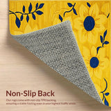 Ultra Soft Area Rug, Non Slip, Stain Resistant, Washable Area Rugs for Living Room, Bedroom, Dynamic Irregular Floral Statement(Yellow)