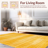 Ultra Soft Area Rug, Non Slip, Stain Resistant, Washable Area Rugs for Living Room, Bedroom, Sleek Casual Shaggy Essence(Yellow)