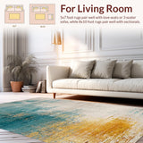 Ultra Soft Area Rug, Non Slip, Stain Resistant, Washable Area Rugs for Living Room, Bedroom, Vibrant Ombre Circle Rug in Distressed Blue Shades with Modern Touch(Blue)