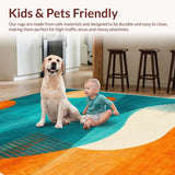 Ultra Soft Area Rug, Non Slip, Stain Resistant, Washable Area Rugs for Living Room, Bedroom, Contemporary Multicolor Swirl Design(Blue)