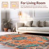 Ultra Soft Area Rug, Non Slip, Stain Resistant, Washable Area Rugs for Living Room, Bedroom, Modern Abstract Circular Pattern Play(Orange)