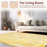 Ultra Soft Area Rug, Non Slip, Stain Resistant, Washable Area Rugs for Living Room, Bedroom, Rustic Elegance Beige Yellow Low Pile Floor Mat(Gold)
