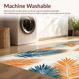 Ultra Soft Area Rug, Non Slip, Stain Resistant, Washable Area Rugs for Living Room, Bedroom, Rustic Coastal Palm Retreat(Orange)