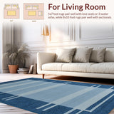 Ultra Soft Area Rug, Non Slip, Stain Resistant, Washable Area Rugs for Living Room, Bedroom, Rustic Symmetrical Blue Touch(Blue)