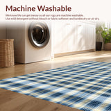 Ultra Soft Area Rug, Non Slip, Stain Resistant, Washable Area Rugs for Living Room, Bedroom, Subtle Tartan Elegance in Blue(Yellow)