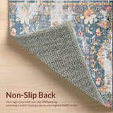 Ultra Soft Area Rug, Non Slip, Stain Resistant, Washable Area Rugs for Living Room, Bedroom, Elegant Earthy Palette Floral Style(Gray)