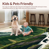 Ultra Soft Area Rug, Non Slip, Stain Resistant, Washable Area Rugs for Living Room, Bedroom, Vintage Lodge Aesthetic Patterns(Green)