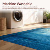 Ultra Soft Area Rug, Non Slip, Stain Resistant, Washable Area Rugs for Living Room, Bedroom, Cerulean Echo Rug, Aqua Haze, Subtle Stripe Floor Art(Blue)