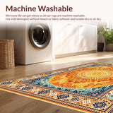 Ultra Soft Area Rug, Non Slip, Stain Resistant, Washable Area Rugs for Living Room, Bedroom, Warm Toned Retro Sun Motif(Orange)
