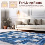 Ultra Soft Area Rug, Non Slip, Stain Resistant, Washable Area Rugs for Living Room, Bedroom, Elegant Abstract Geometric Design(Blue)