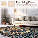 Ultra Soft Area Rug, Non Slip, Stain Resistant, Washable Area Rugs for Living Room, Bedroom, Artistic Multi-Tone Swirl Pattern(Blue)