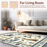 Ultra Soft Area Rug, Non Slip, Stain Resistant, Washable Area Rugs for Living Room, Bedroom, Elegant Pastel Wildlife Theme(White)