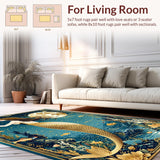 Ultra Soft Area Rug, Non Slip, Stain Resistant, Washable Area Rugs for Living Room, Bedroom, Bright Vintage Fantasy Artwork(Gold)