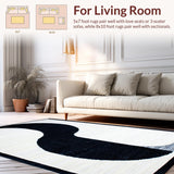 Ultra Soft Area Rug, Non Slip, Stain Resistant, Washable Area Rugs for Living Room, Bedroom, Bold Black and White Geometric(Black)