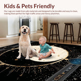 Ultra Soft Area Rug, Non Slip, Stain Resistant, Washable Area Rugs for Living Room, Bedroom, Lively Yin Yang Artistic Fusion(Black)