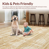 Ultra Soft Area Rug, Non Slip, Stain Resistant, Washable Area Rugs for Living Room, Bedroom, Elegant Scalloped Coastal Aesthetic(Beige)
