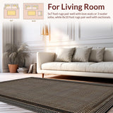 Ultra Soft Area Rug, Non Slip, Stain Resistant, Washable Area Rugs for Living Room, Bedroom, Elegant Neutral Animal Print Design(Brown)