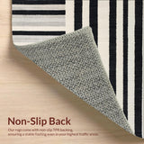 Ultra Soft Area Rug, Non Slip, Stain Resistant, Washable Area Rugs for Living Room, Bedroom, Bold Stripe Symphony Monochrome Rug with Dynamic Geometric Design(Black)