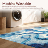 Ultra Soft Area Rug, Non Slip, Stain Resistant, Washable Area Rugs for Living Room, Bedroom, Whimsical Tentacle Rug: Azure Blue Octopus Design, Washable Floor Covering(Blue)