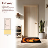 Ultra Soft Area Rug, Non Slip, Stain Resistant, Washable Area Rugs for Living Room, Bedroom, Bright Fiery Graphic Appeal(Orange)