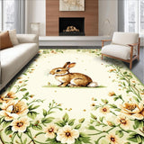 Ultra Soft Area Rug, Non Slip, Stain Resistant, Washable Area Rugs for Living Room, Bedroom, Elegant Earthy Floral Display(Beige)