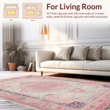 Ultra Soft Area Rug, Non Slip, Stain Resistant, Washable Area Rugs for Living Room, Bedroom, Preppy Ribbon Loop Rug Featuring Artistic Bow Design and Chic Dot Detailing(Pink)