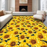 Ultra Soft Area Rug, Non Slip, Stain Resistant, Washable Area Rugs for Living Room, Bedroom, Rustic Vibrant Sunflower Illustration(Yellow)