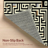 Ultra Soft Area Rug, Non Slip, Stain Resistant, Washable Area Rugs for Living Room, Bedroom, Geometric Black Beige Living Room Area Rug(Beige)