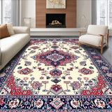 Ultra Soft Area Rug, Non Slip, Stain Resistant, Washable Area Rugs for Living Room, Bedroom, Warm Earthy Circular Vintage Design(White)