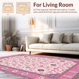 Ultra Soft Area Rug, Non Slip, Stain Resistant, Washable Area Rugs for Living Room, Bedroom, Vibrant Pastel Arch Motif(Beige)