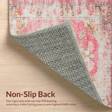 Ultra Soft Area Rug, Non Slip, Stain Resistant, Washable Area Rugs for Living Room, Bedroom, Cozy Earthy Floral Fusion(Pink)