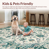 Ultra Soft Area Rug, Non Slip, Stain Resistant, Washable Area Rugs for Living Room, Bedroom, Elegant Floral Distressed Aesthetic(Ivory)