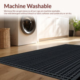 Ultra Soft Area Rug, Non Slip, Stain Resistant, Washable Area Rugs for Living Room, Bedroom, Trendy Black and White Geometric Fusion(Black)