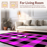 Ultra Soft Area Rug, Non Slip, Stain Resistant, Washable Area Rugs for Living Room, Bedroom, Stylish Modern Plaid Fusion(Purple)