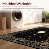 Ultra Soft Area Rug, Non Slip, Stain Resistant, Washable Area Rugs for Living Room, Bedroom, Haunting Black and White Medallion(Black)