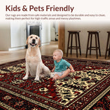 Ultra Soft Area Rug, Non Slip, Stain Resistant, Washable Area Rugs for Living Room, Bedroom, Forest Lodge Pet-Friendly Entryway Rug Elk Design(Red)