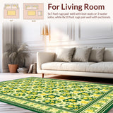 Ultra Soft Area Rug, Non Slip, Stain Resistant, Washable Area Rugs for Living Room, Bedroom, Cozy Earthy Floral Arrangement(Yellow)