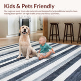 Ultra Soft Area Rug, Non Slip, Stain Resistant, Washable Area Rugs for Living Room, Bedroom, Contemporary Black White Stripe Carpet:  Linear Geometric Rug(Gray)